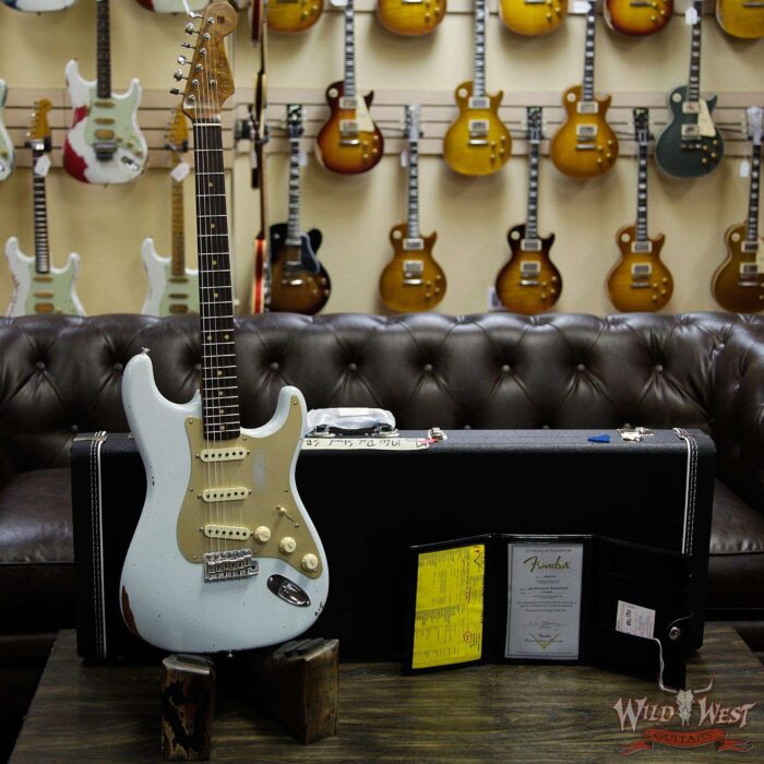 Fender Custom Shop Roasted 1960 Stratocaster Relic Birdseye Neck Slab AAA Rosewood Board Faded Sonic Blue - Image 13