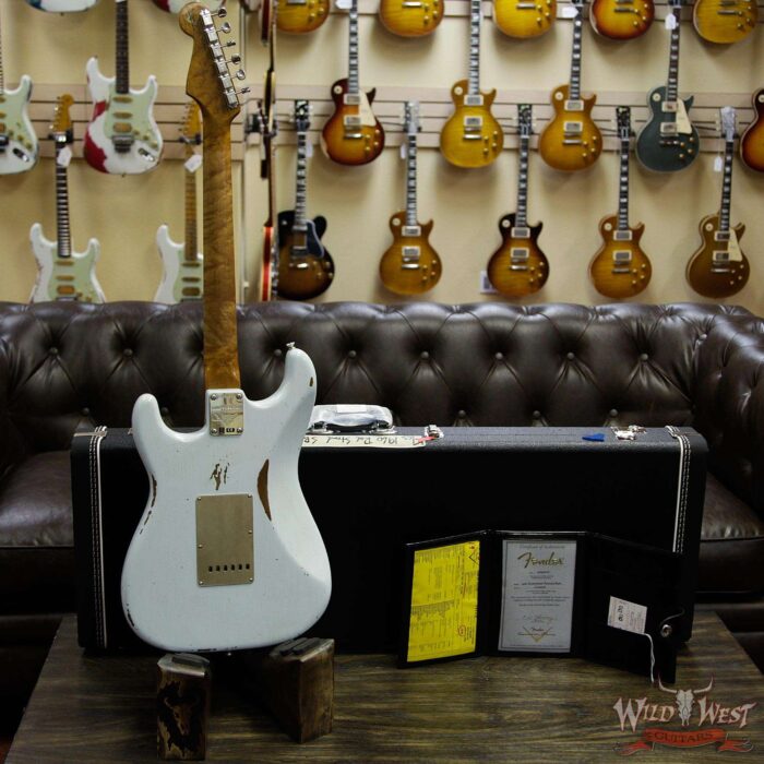 Fender Custom Shop Roasted 1960 Stratocaster Relic Birdseye Neck Slab AAA Rosewood Board Faded Sonic Blue - Image 15