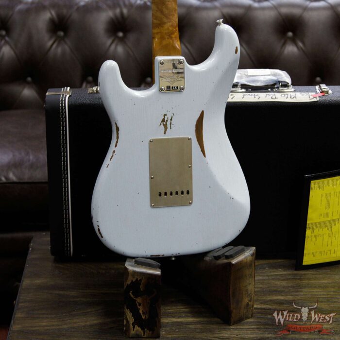 Fender Custom Shop Roasted 1960 Stratocaster Relic Birdseye Neck Slab AAA Rosewood Board Faded Sonic Blue - Image 16