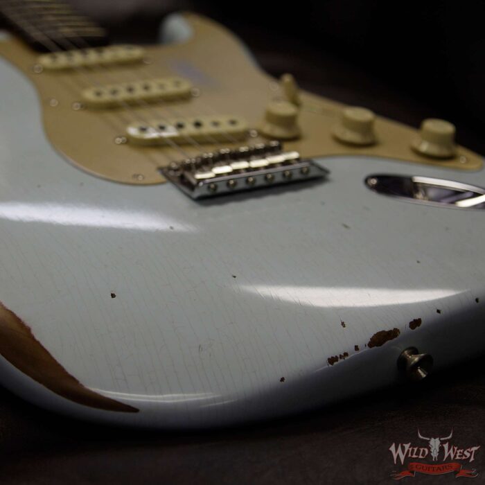 Fender Custom Shop Roasted 1960 Stratocaster Relic Birdseye Neck Slab AAA Rosewood Board Faded Sonic Blue - Image 17