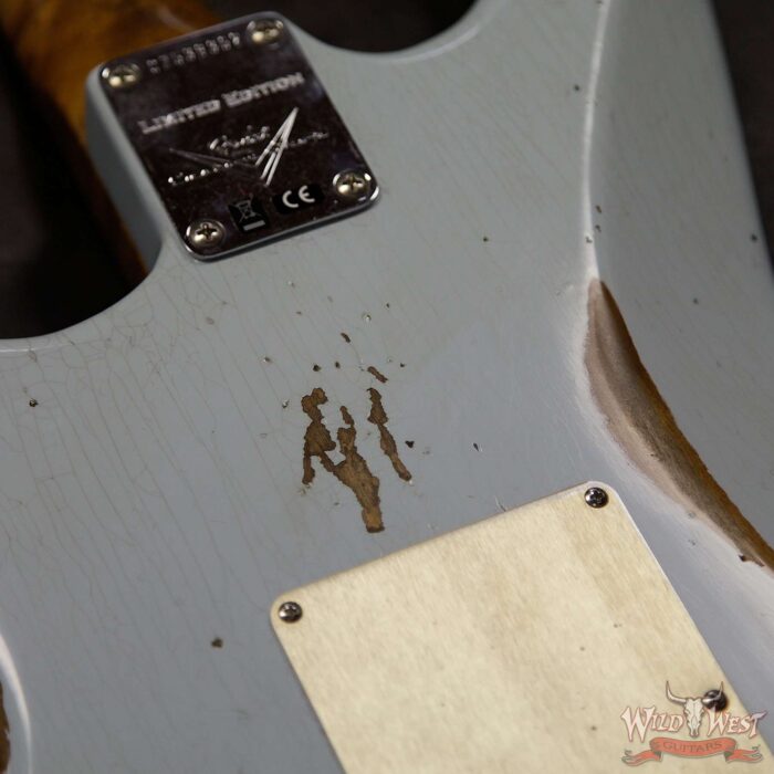 Fender Custom Shop Roasted 1960 Stratocaster Relic Birdseye Neck Slab AAA Rosewood Board Faded Sonic Blue - Image 18