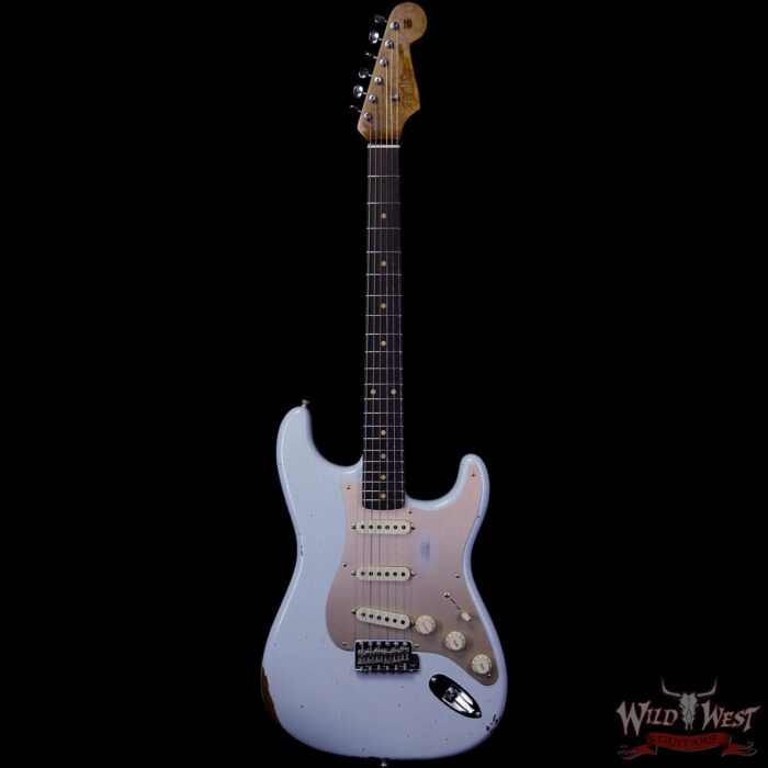 Fender Custom Shop Roasted 1960 Stratocaster Relic Birdseye Neck Slab AAA Rosewood Board Faded Sonic Blue - Image 4