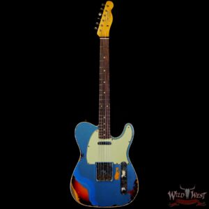 Fender Custom Shop 1960 Telecaster Custom Hand-Wound Pickups Heavy Relic Lake Placid Blue over 3 Tone Sunburst - Image 3