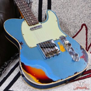 Fender Custom Shop 1960 Telecaster Custom Hand-Wound Pickups Heavy Relic Lake Placid Blue over 3 Tone Sunburst - Image 8