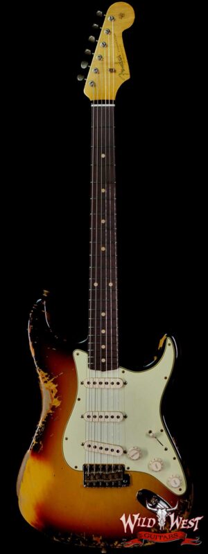 Fender Custom Shop 1961 Stratocaster Hand-Wound Pickups Matching Color Neck Heavy Relic 3 Tone Sunburst