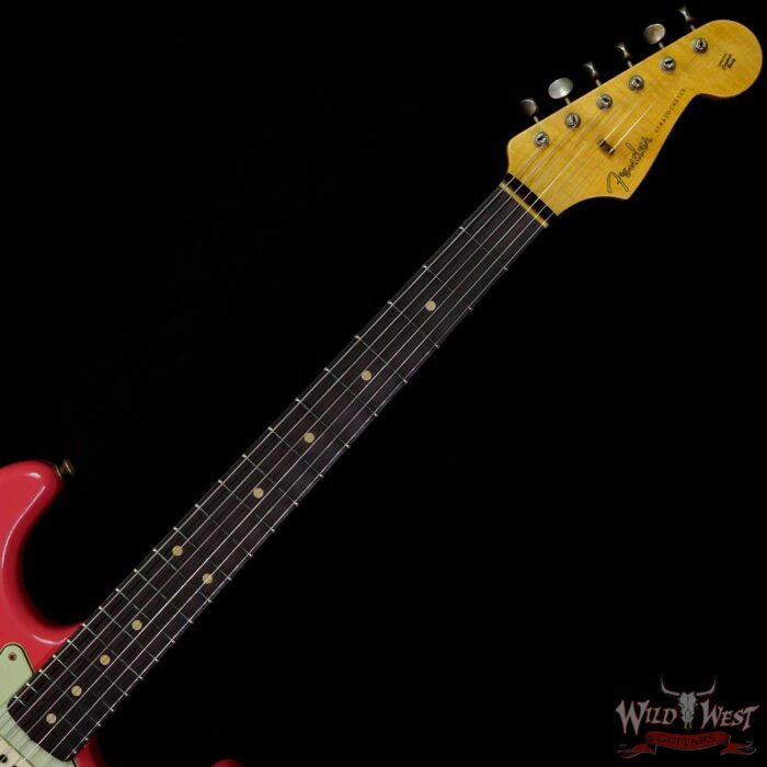 Fender Custom Shop Limited 1961 Stratocaster Hardtail AAA Rosewood Slab Board with AA Flame Neck Hand-wound Pickups Journeyman Relic Fiesta Red - Image 4
