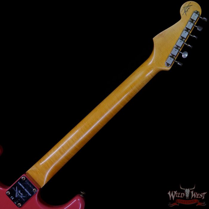 Fender Custom Shop Limited 1961 Stratocaster Hardtail AAA Rosewood Slab Board with AA Flame Neck Hand-wound Pickups Journeyman Relic Fiesta Red - Image 5