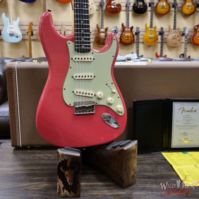 Fender Custom Shop Limited 1961 Stratocaster Hardtail AAA Rosewood Slab Board with AA Flame Neck Hand-wound Pickups Journeyman Relic Fiesta Red - Image 8
