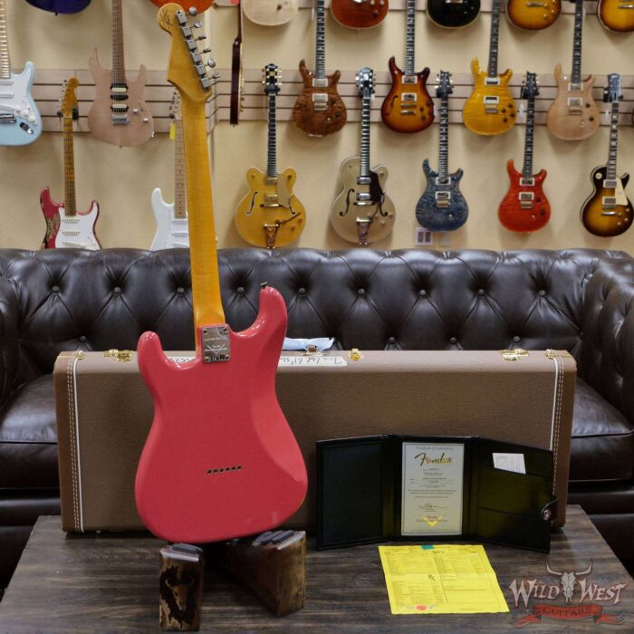 Fender Custom Shop Limited 1961 Stratocaster Hardtail AAA Rosewood Slab Board with AA Flame Neck Hand-wound Pickups Journeyman Relic Fiesta Red - Image 9