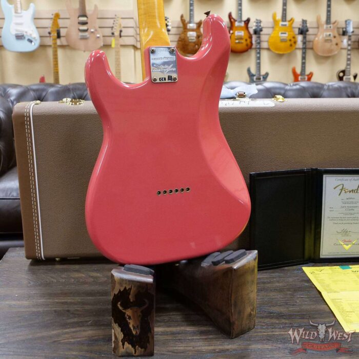 Fender Custom Shop Limited 1961 Stratocaster Hardtail AAA Rosewood Slab Board with AA Flame Neck Hand-wound Pickups Journeyman Relic Fiesta Red - Image 11