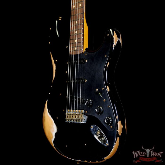 Fender Custom Shop 1962 Stratocaster Hand-Wound Pickups AAA Dark Rosewood Slab Board Heavy Relic Black - Image 2