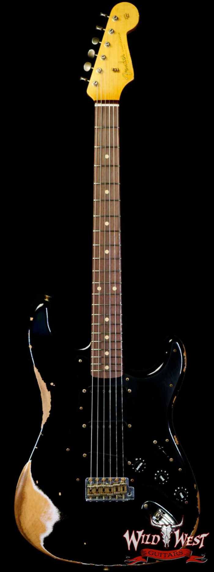 Fender Custom Shop 1962 Stratocaster Hand-Wound Pickups AAA Dark Rosewood Slab Board Heavy Relic Black - Image 1