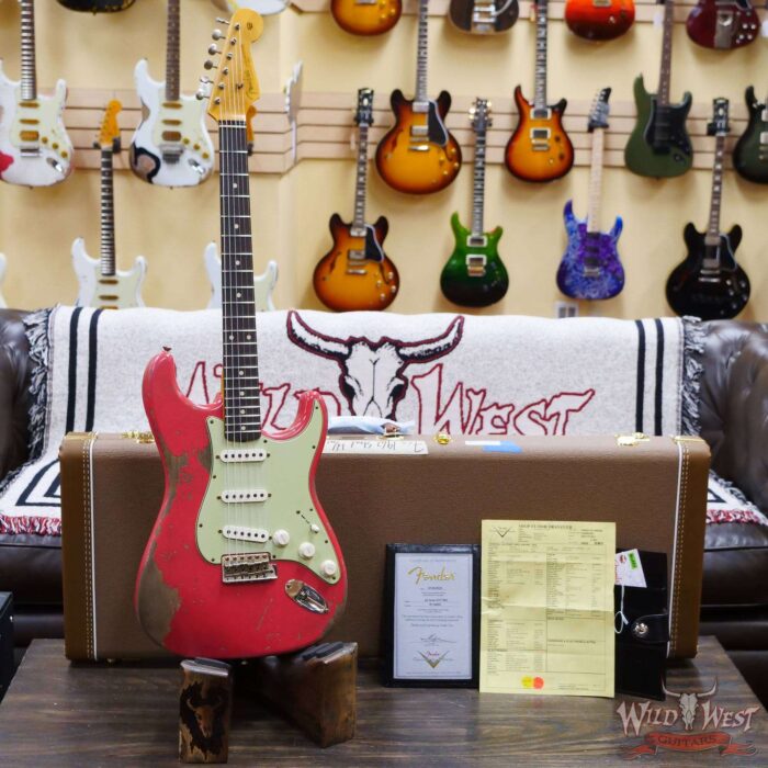 Fender Custom Shop 1962 Stratocaster Hand-Wound Pickups AAA Dark Rosewood Slab Board Heavy Relic Fiesta Red - Image 6