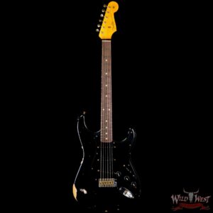 Fender Custom Shop 1962 Stratocaster Hand-Wound Pickups AAA Dark Rosewood Slab Board Relic Black (Black Pickguard) - Image 3