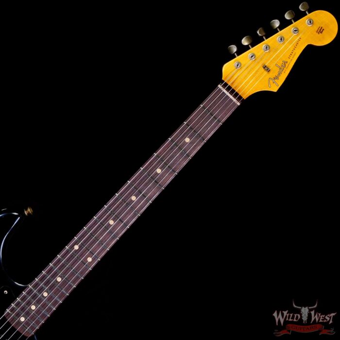Fender Custom Shop 1962 Stratocaster Hand-Wound Pickups AAA Dark Rosewood Slab Board Relic Black (Black Pickguard) - Image 4