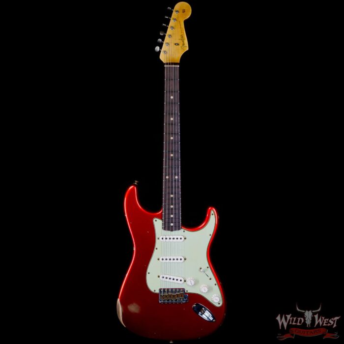Fender Custom Shop 1962 Stratocaster Hand-Wound Pickups AAA Dark Rosewood Slab Board Relic Candy Apple Red - Image 3