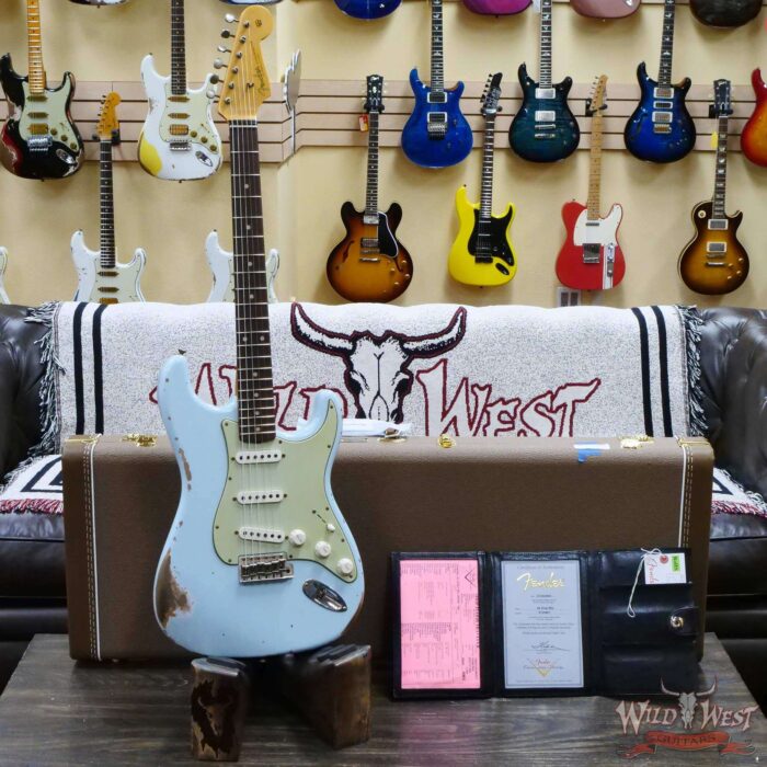 Fender Custom Shop 1962 Stratocaster Hand-Wound Pickups AAA Dark Rosewood Slab Board Relic Sonic Blue - Image 6