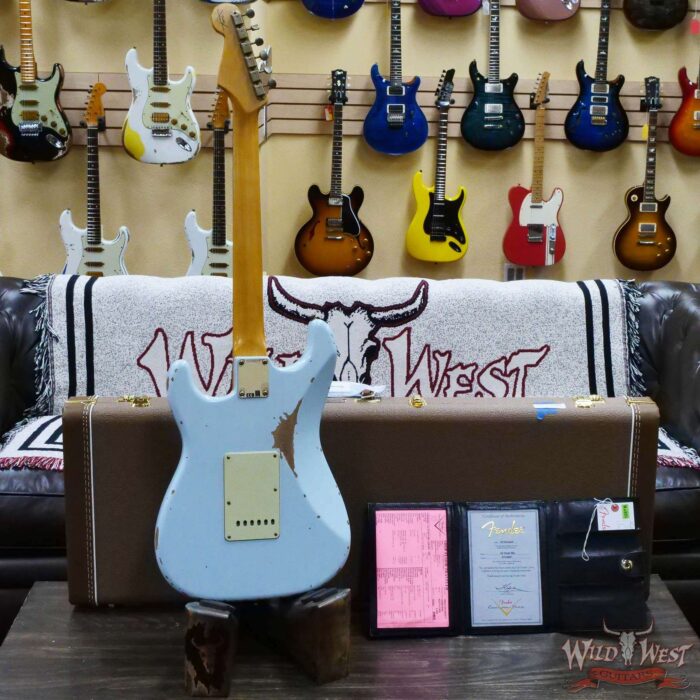 Fender Custom Shop 1962 Stratocaster Hand-Wound Pickups AAA Dark Rosewood Slab Board Relic Sonic Blue - Image 10