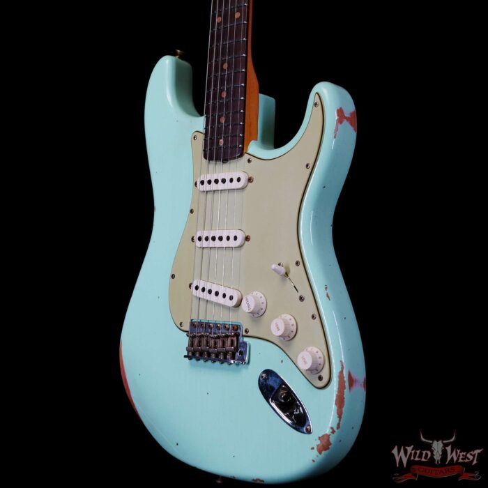 Fender Custom Shop 1962 Stratocaster Hand-Wound Pickups AAA Dark Rosewood Slab Board Relic Surf Green - Image 2