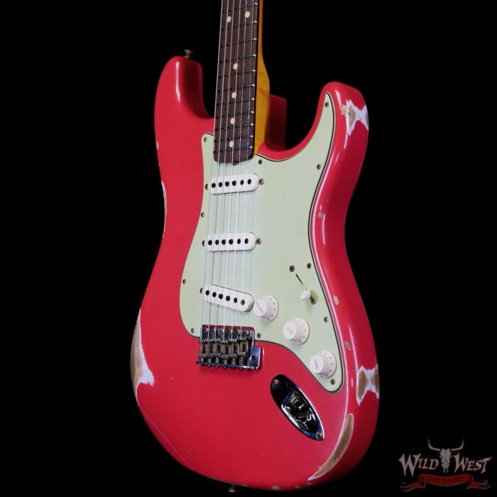 Fender Custom Shop 1962 Stratocaster Hand-Wound Pickups AAA Dark Rosewood Slab Board Relic Fiesta Red - Image 2