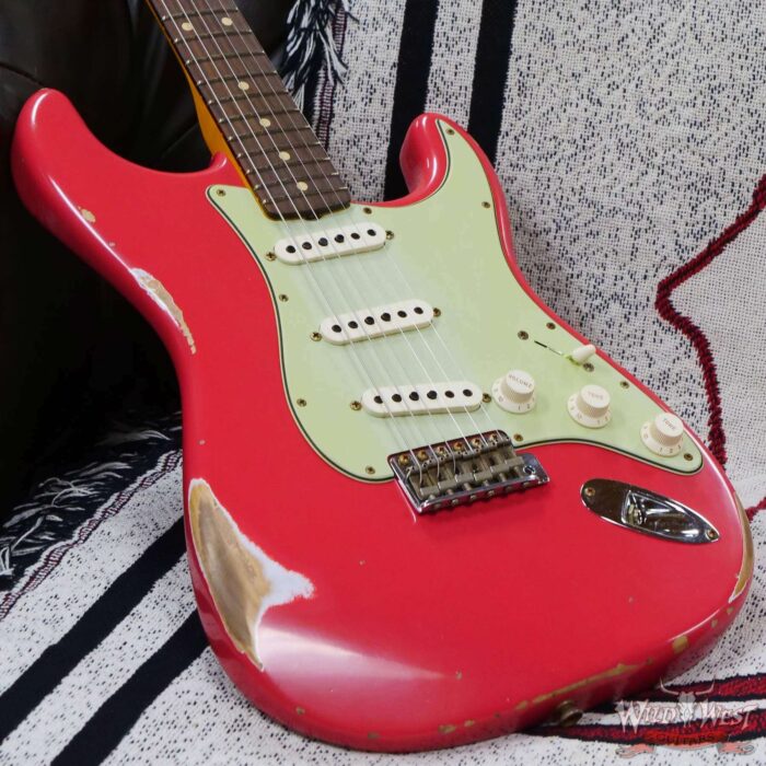 Fender Custom Shop 1962 Stratocaster Hand-Wound Pickups AAA Dark Rosewood Slab Board Relic Fiesta Red - Image 8