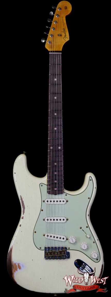 Fender Custom Shop 1962 Stratocaster Hand-Wound Pickups AAA Dark Rosewood Slab Board Relic Vintage White