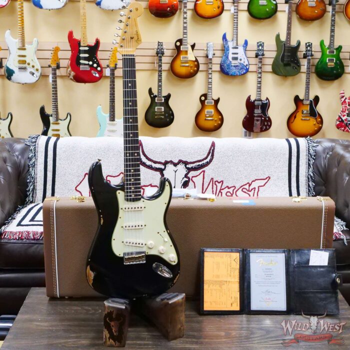 Fender Custom Shop 1962 Stratocaster Hardtail Hand-Wound Pickups AAA Dark Rosewood Slab Board Relic Black 6.65 LBS - Image 6