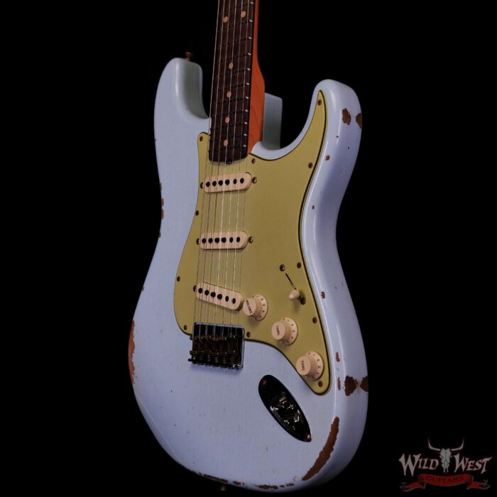 Fender Custom Shop 1962 Stratocaster Hardtail Hand-Wound Pickups AAA Dark Rosewood Slab Board Relic Sonic Blue 7.20 LBS - Image 2