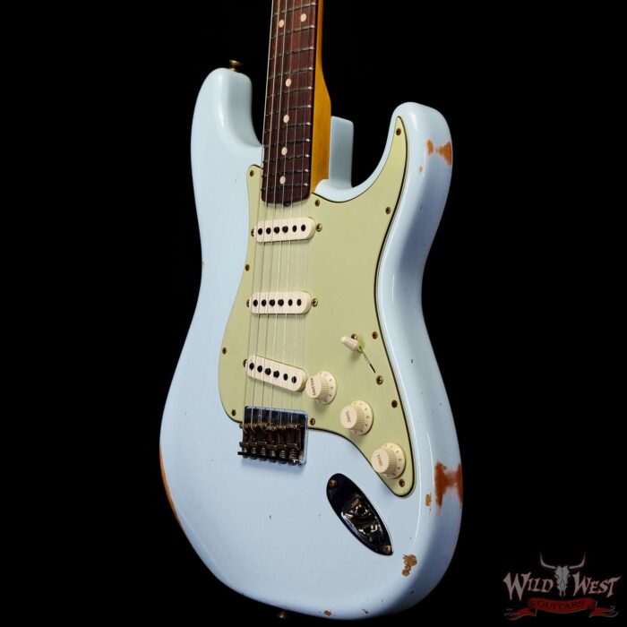 Fender Custom Shop 1962 Stratocaster Hardtail Hand-Wound Pickups AAA Dark Rosewood Slab Board Relic Sonic Blue - Image 2