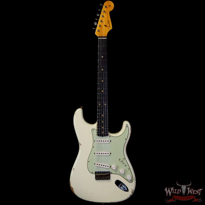 Fender Custom Shop 1962 Stratocaster Hardtail Hand-Wound Pickups AAA Dark Rosewood Slab Board Relic Vintage White 6.70 LBS - Image 3