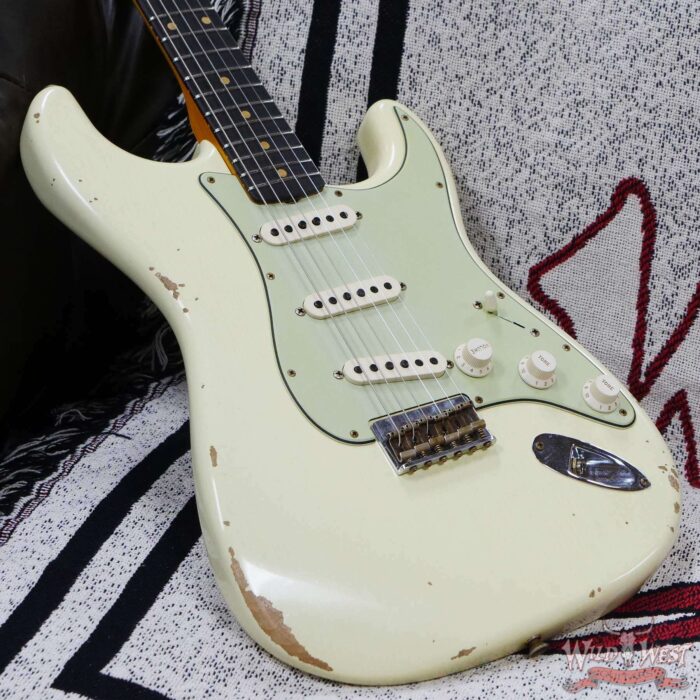Fender Custom Shop 1962 Stratocaster Hardtail Hand-Wound Pickups AAA Dark Rosewood Slab Board Relic Vintage White 6.70 LBS - Image 8