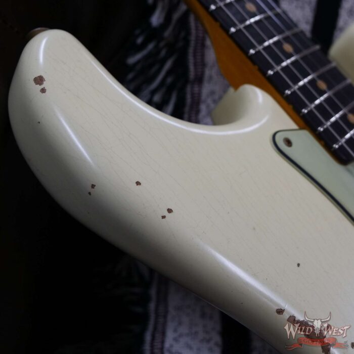 Fender Custom Shop 1962 Stratocaster Hardtail Hand-Wound Pickups AAA Dark Rosewood Slab Board Relic Vintage White 6.70 LBS - Image 9