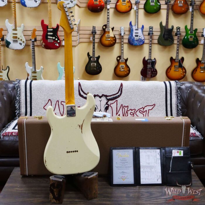 Fender Custom Shop 1962 Stratocaster Hardtail Hand-Wound Pickups AAA Dark Rosewood Slab Board Relic Vintage White 6.70 LBS - Image 10