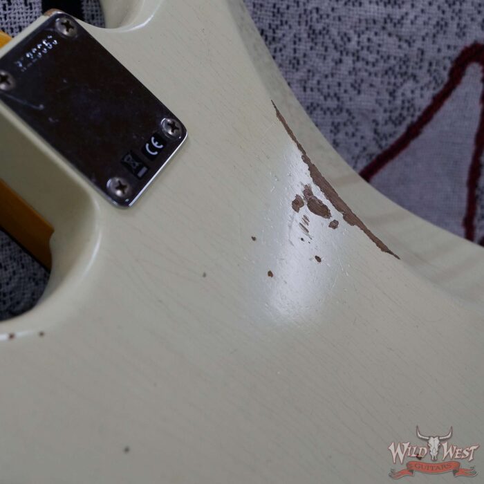 Fender Custom Shop 1962 Stratocaster Hardtail Hand-Wound Pickups AAA Dark Rosewood Slab Board Relic Vintage White 6.70 LBS - Image 13