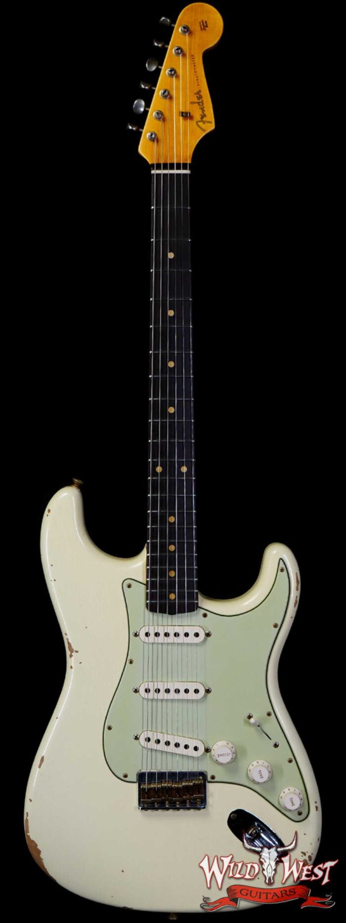 Fender Custom Shop 1962 Stratocaster Hardtail Hand-Wound Pickups AAA Dark Rosewood Slab Board Relic Vintage White 6.70 LBS - Image 1