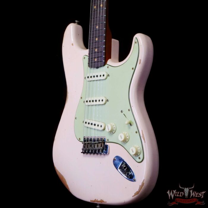 Fender Custom Shop Limited Edition 1963 63’ Stratocaster Roasted Quartersawn Maple Neck Relic Super Faded Aged Shell Pink 7.65 LBS - Image 2