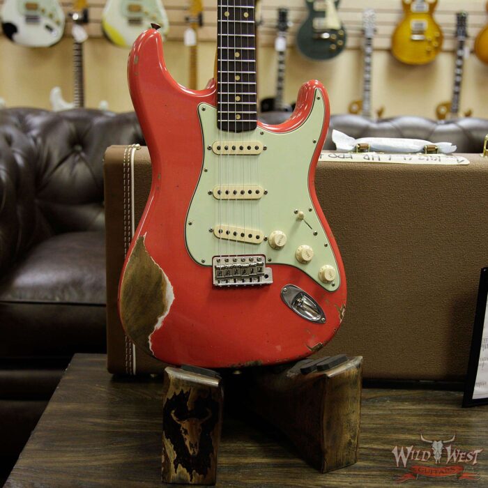 Fender Custom Shop 1963 Stratocaster AAA Rosewood Fingerboard Heavy Relic Fiesta Red - Image 12