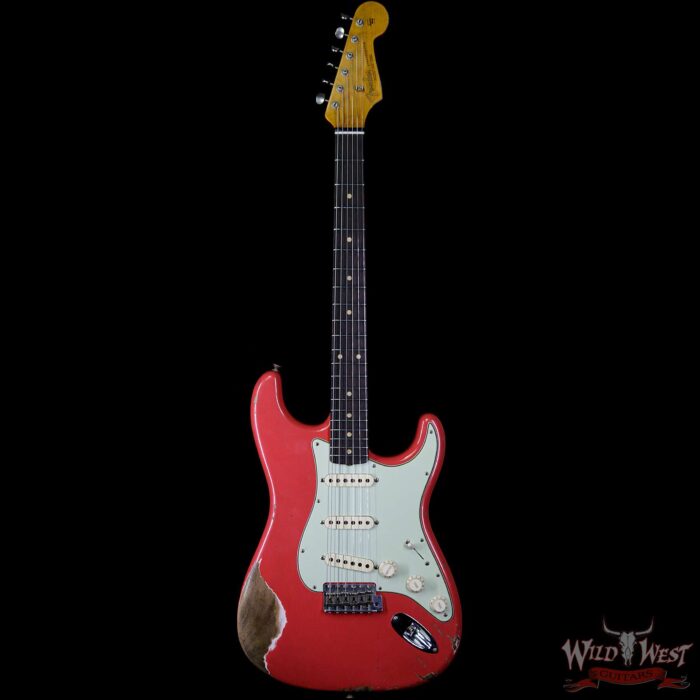 Fender Custom Shop 1963 Stratocaster AAA Rosewood Fingerboard Heavy Relic Fiesta Red - Image 4