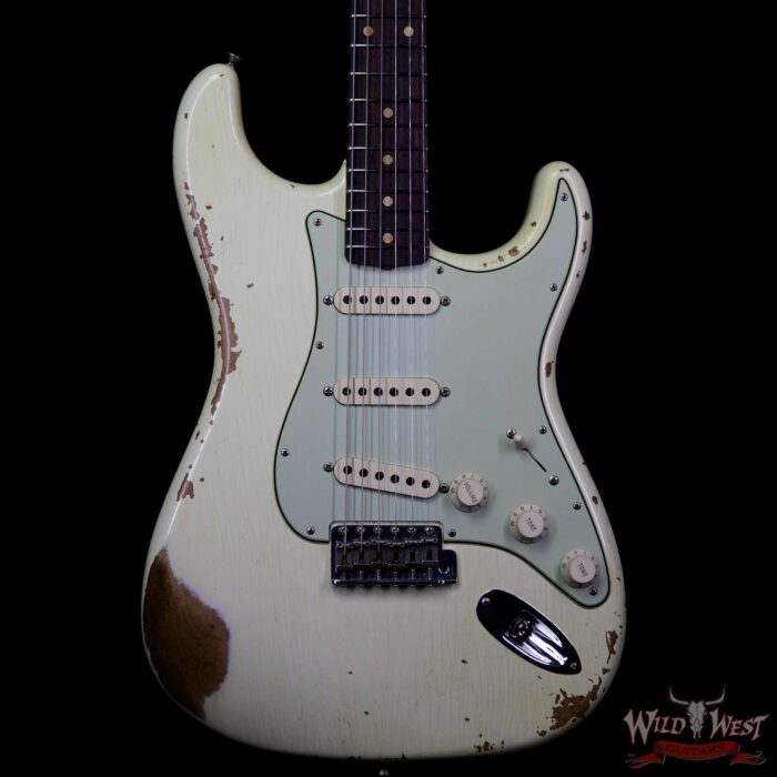 Fender Custom Shop 1963 Stratocaster Heavy Relic AAA Rosewood Fingerboard Vintage White - Image 3