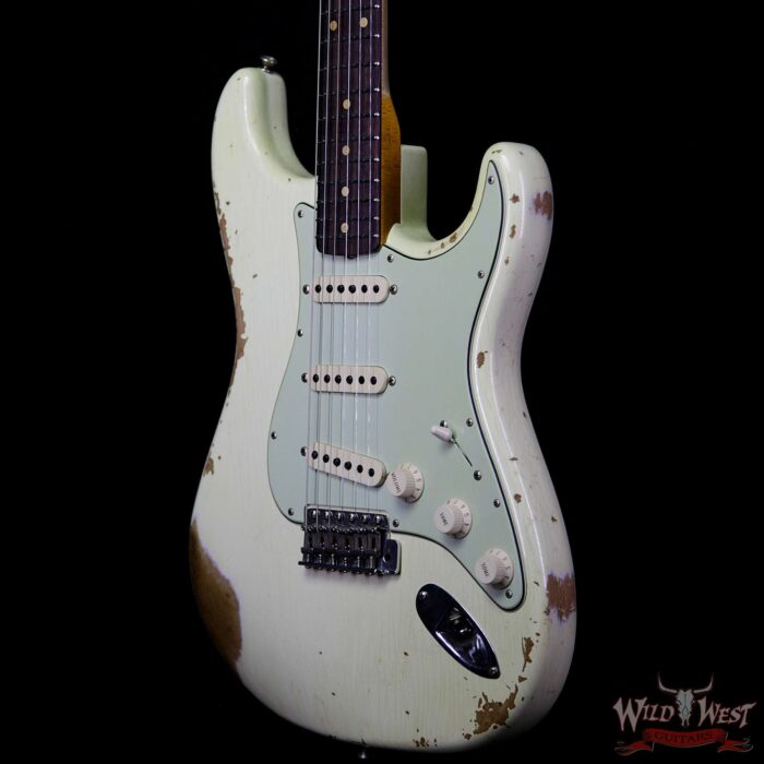 Fender Custom Shop 1963 Stratocaster Heavy Relic AAA Rosewood Fingerboard Vintage White - Image 2