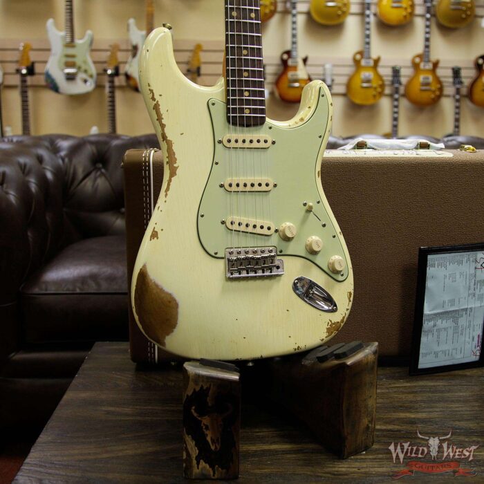 Fender Custom Shop 1963 Stratocaster Heavy Relic AAA Rosewood Fingerboard Vintage White - Image 12