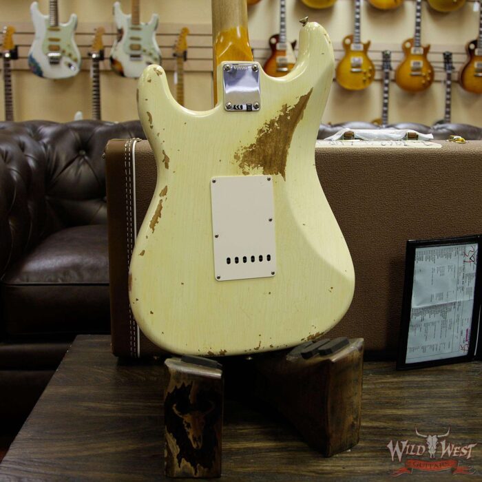 Fender Custom Shop 1963 Stratocaster Heavy Relic AAA Rosewood Fingerboard Vintage White - Image 14