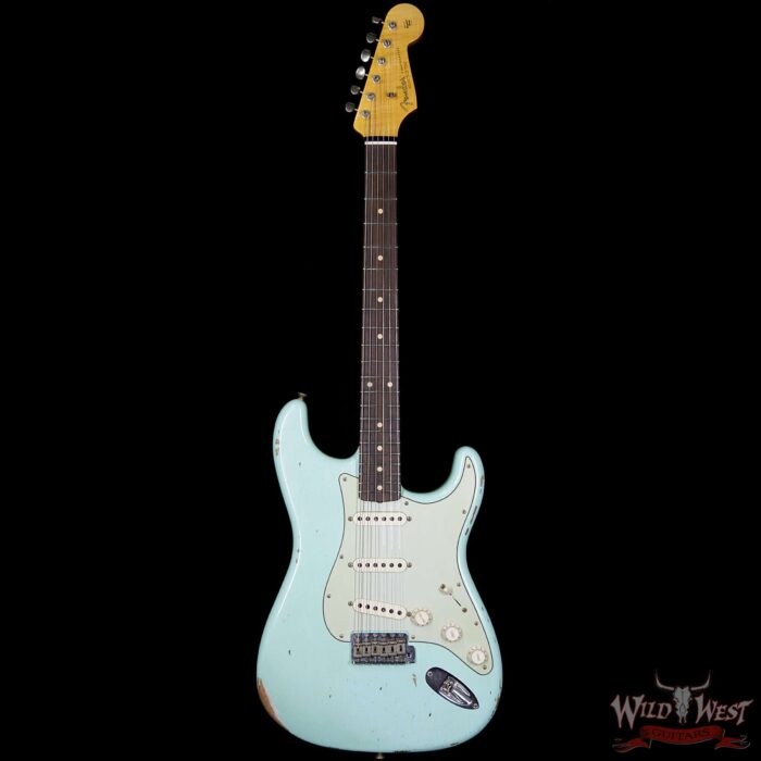Fender Custom Shop 1963 Stratocaster Relic Rosewood Fretboard Surf Green - Image 5