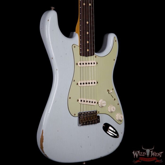 Fender Custom Shop 1963 Stratocaster Relic Rosewood Fretboard Sonic Blue - Image 4