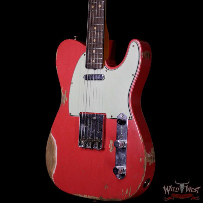 Fender Custom Shop 1963 Telecaster Heavy Relic AAA Rosewood Fingerboard Fiesta Red - Image 2