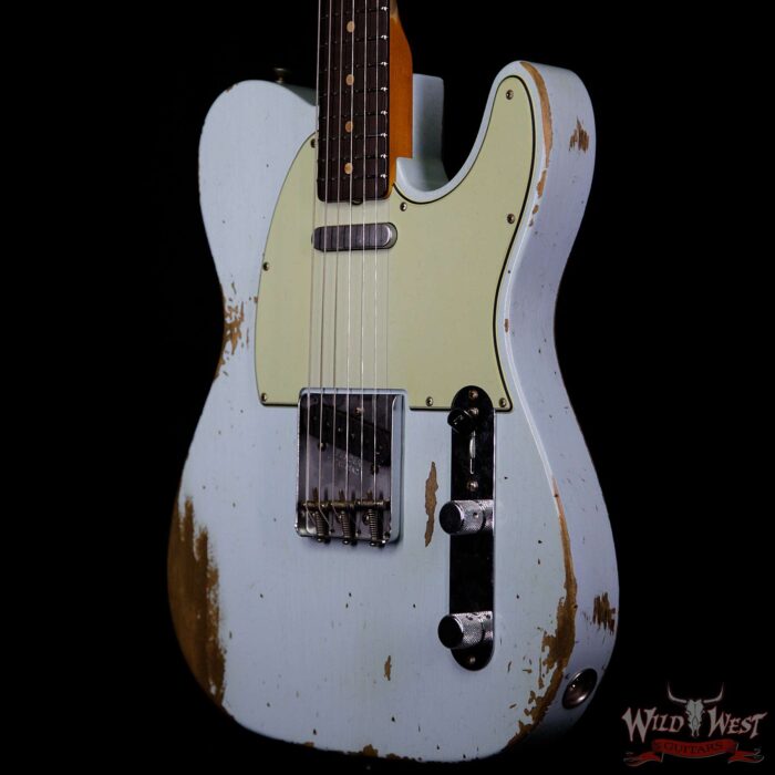 Fender Custom Shop 1963 Telecaster Heavy Relic AAA Rosewood Fingerboard Sonic Blue - Image 2