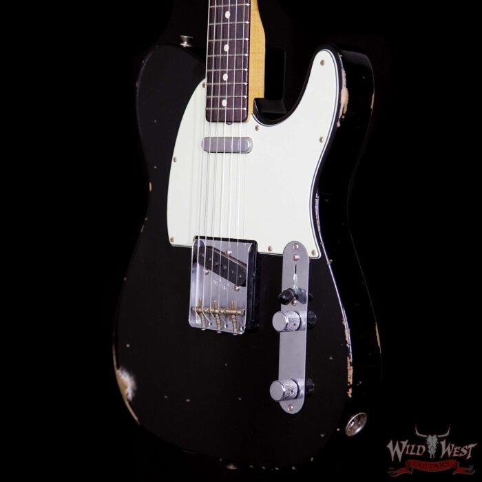 Fender Custom Shop 1963 Telecaster Relic Rosewood Fretboard Faded Black - Image 2