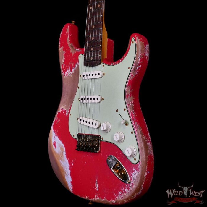 Fender Custom Shop Wild West Guitars 25th Anniversary 1960 Stratocaster Hardtail Madagascar Rosewood Fretboard Heavy Relic Fiesta Red 7.00 LBS - Image 2