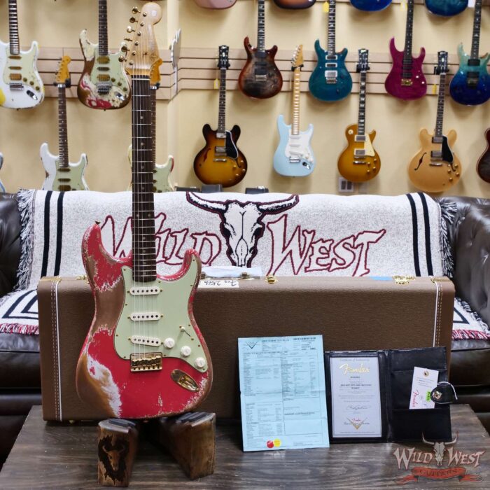 Fender Custom Shop Wild West Guitars 25th Anniversary 1960 Stratocaster Hardtail Madagascar Rosewood Fretboard Heavy Relic Fiesta Red 7.00 LBS - Image 6