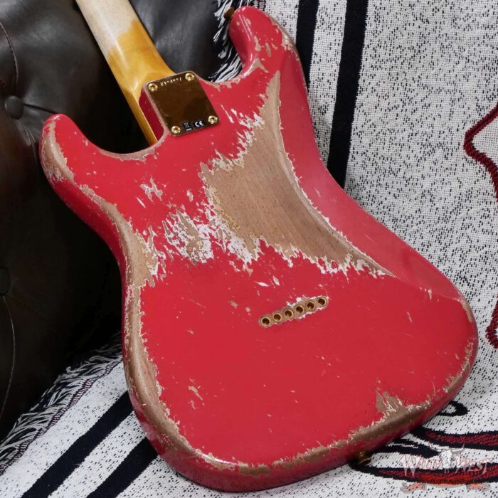 Fender Custom Shop Wild West Guitars 25th Anniversary 1960 Stratocaster Hardtail Madagascar Rosewood Fretboard Heavy Relic Fiesta Red 7.00 LBS - Image 13